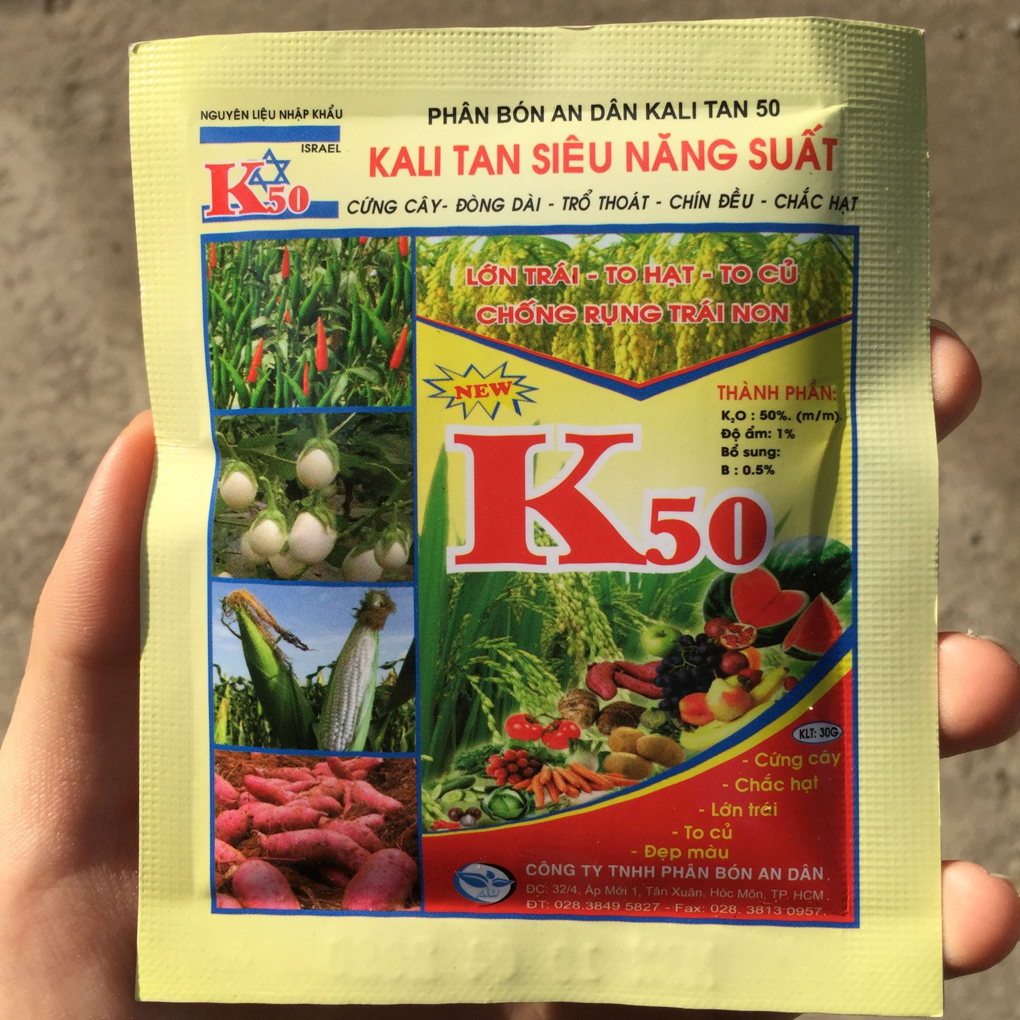 Phân bón rễ An Dân Kali Tan 50 K50 Kali Bo | Vườn Sài Gòn