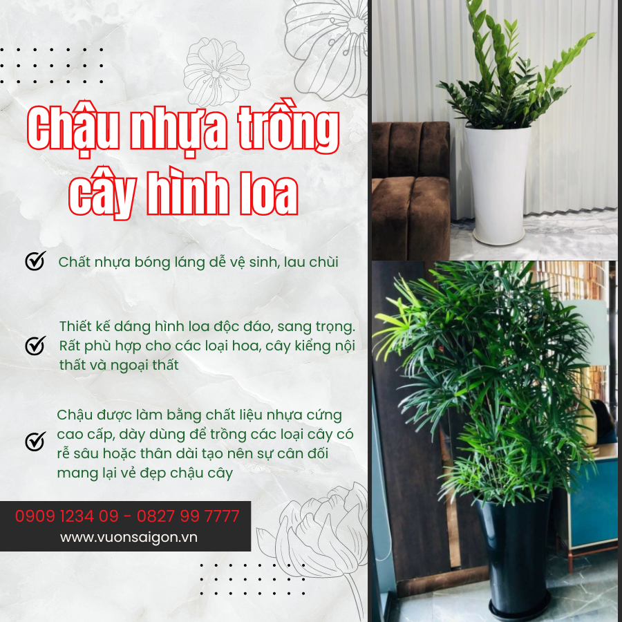 Chau Nhua Hinh Loa Trong Cay