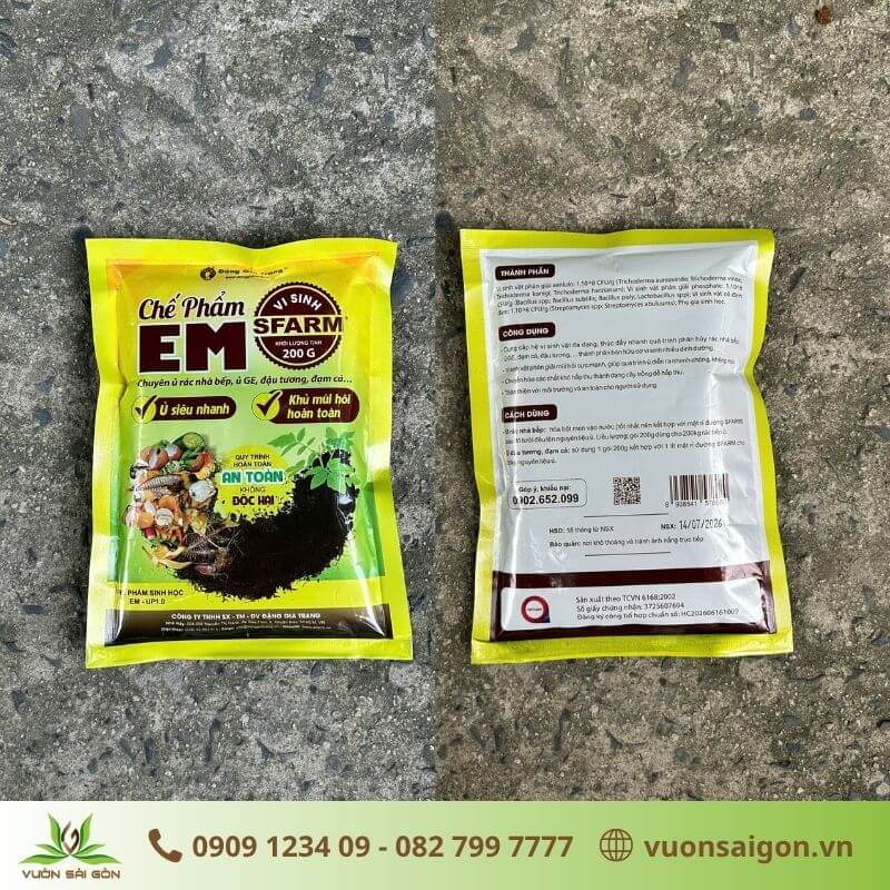 Chế phẩm EM Plus Trichoderma Sfarm thông tin bao bì mới