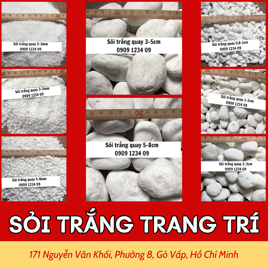 Kích thước chọn sỏi trắng quay
