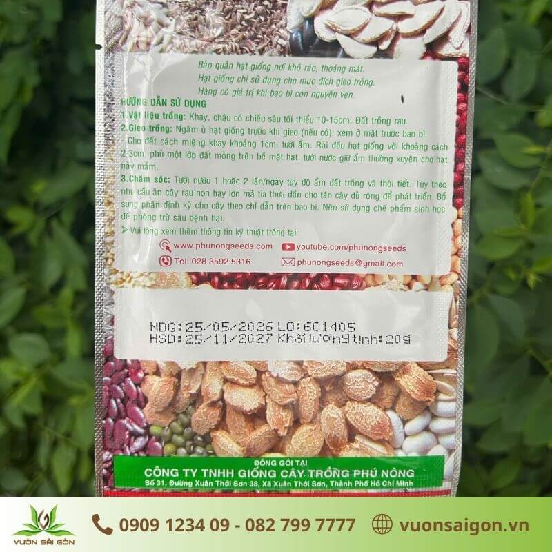 Bao bì mới mặt sau hạt giống dền đỏ lá tròn pn 200