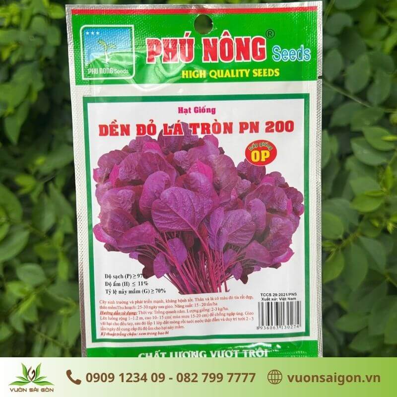 Bao bì mới mặt trước hạt giống dền đỏ lá tròn pn 200