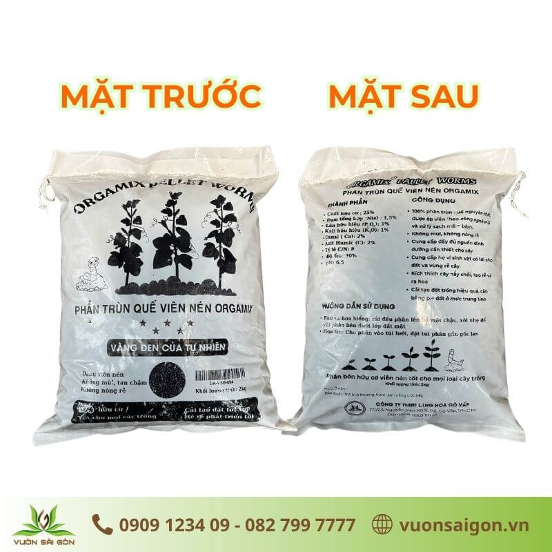 Phân Trùn Quế Viên Nén ORGAMIX PELLET WORMs bao 2kg