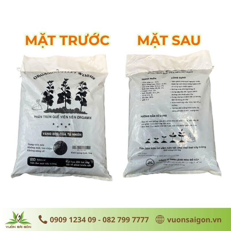 Phân Trùn Quế Viên Nén ORGAMIX PELLET WORMs bao 5kg